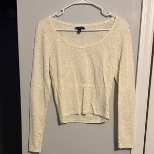 American Eagle Outfitters Cream Long Sleeve Top